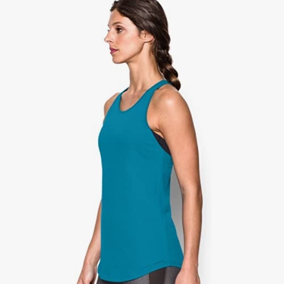 UA Under Armour Microthread keyhole workout athletic tank Aqua Blue Small - Picture 1 of 12